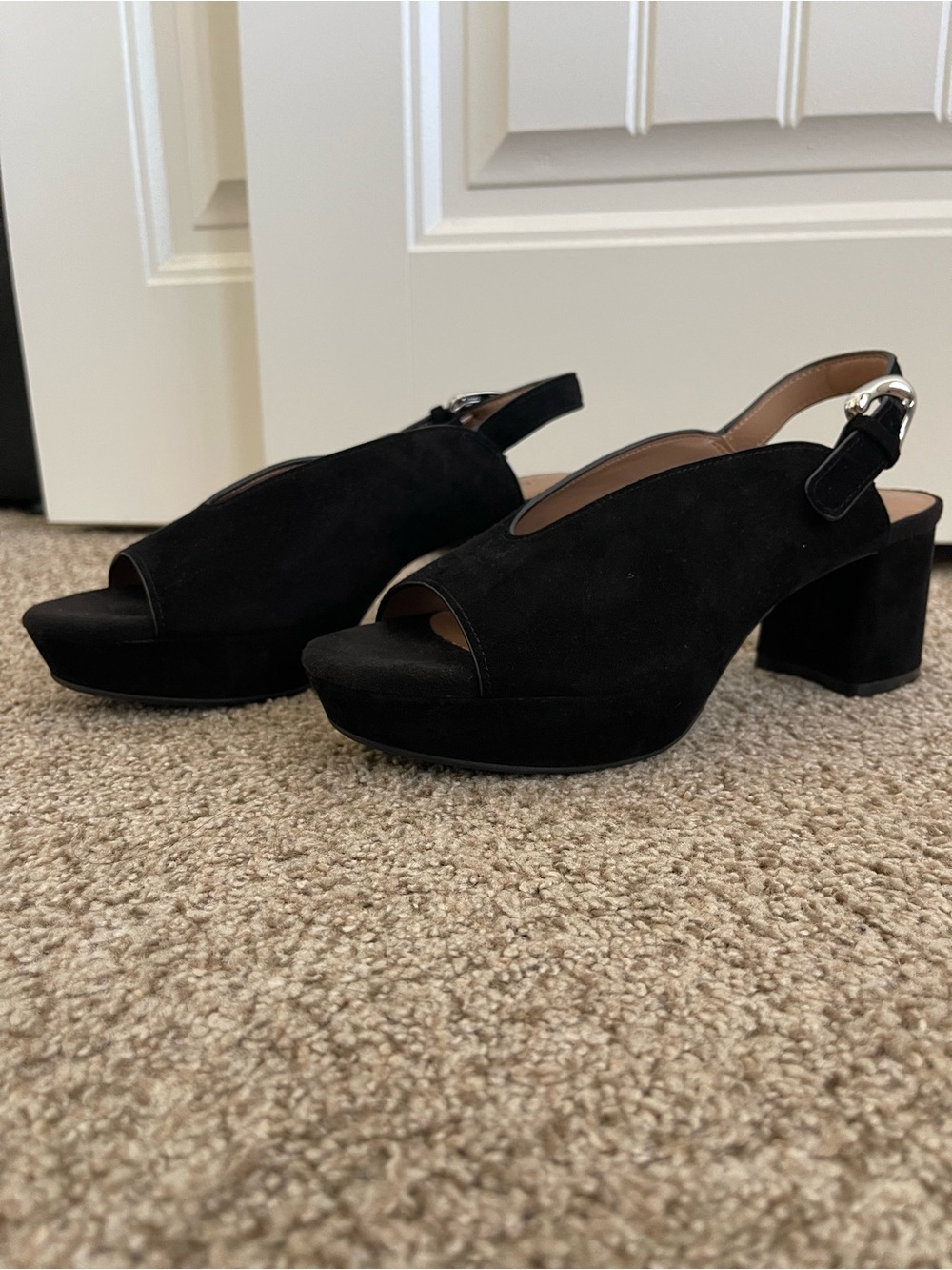 Aerosoles Cornelia Women's Black Suede Slingback Platform Heels 8.5